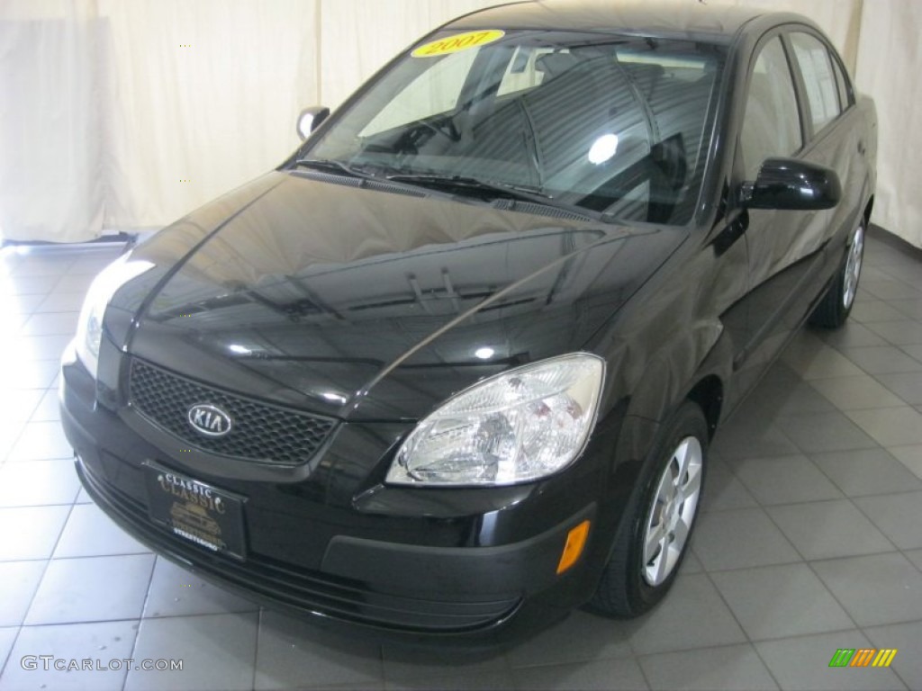 2007 Rio LX Sedan - Black / Gray photo #1