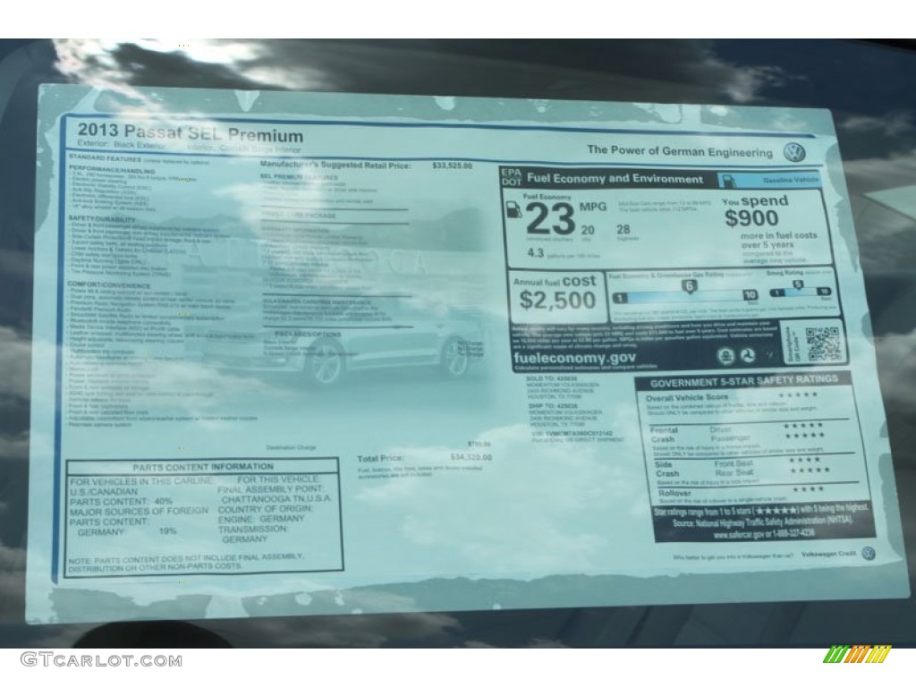 2013 Volkswagen Passat V6 SEL Window Sticker Photo #69167161