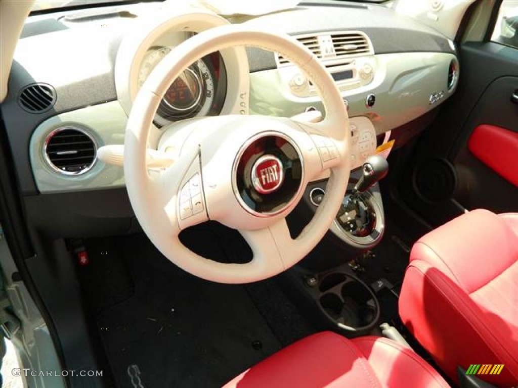 2012 Fiat 500 Lounge Pelle Rossa/Avorio (Red/Ivory) Dashboard Photo #69171025