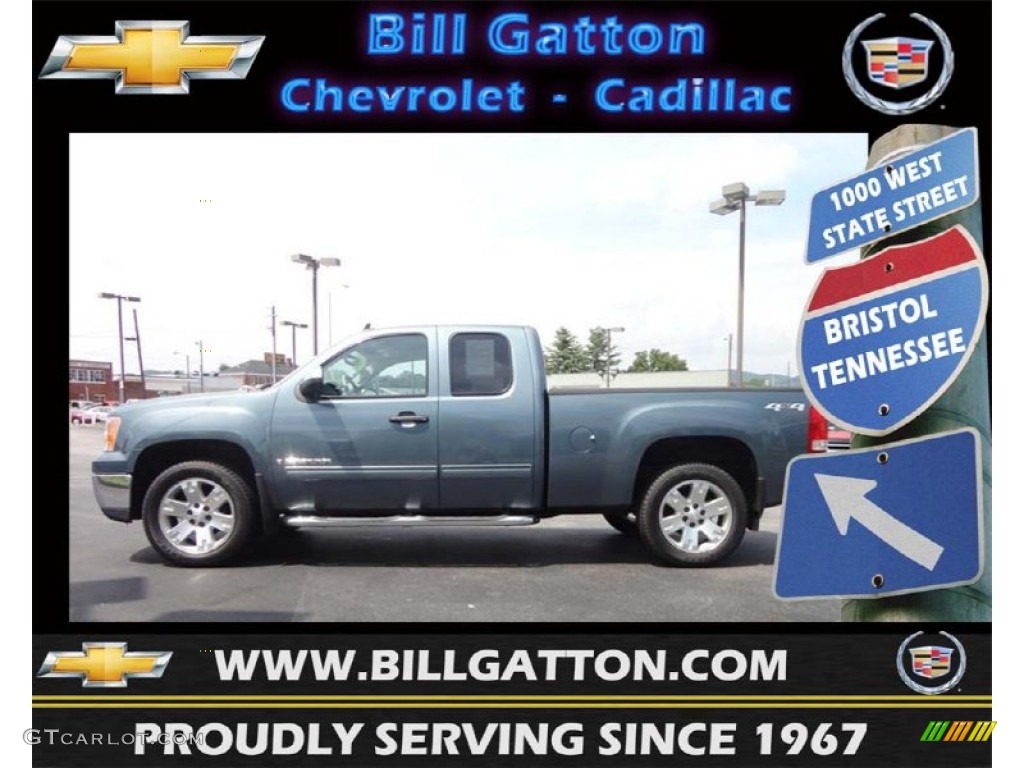 2008 Sierra 1500 SLE Extended Cab 4x4 - Stealth Gray Metallic / Light Titanium photo #1
