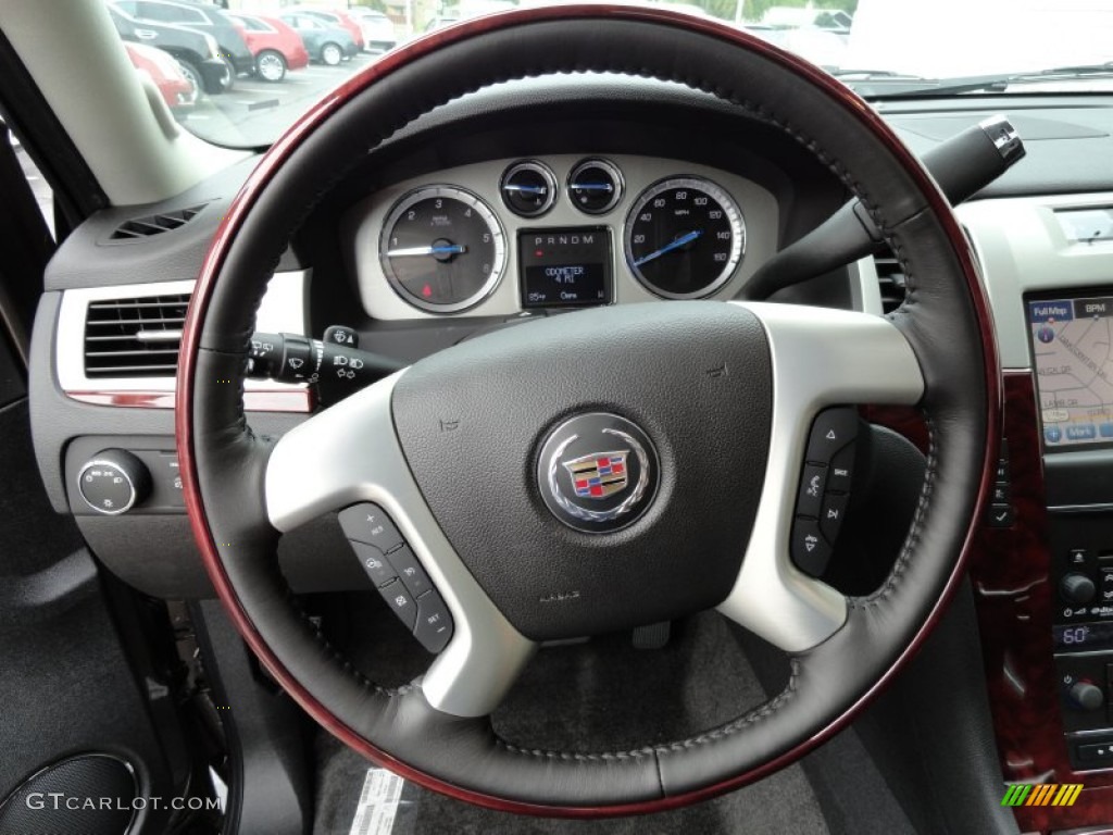 2013 Cadillac Escalade Premium AWD Ebony Steering Wheel Photo #69175653