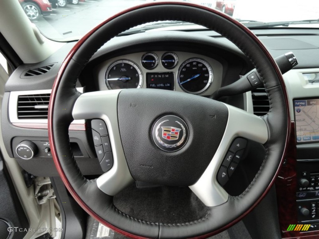 2013 Cadillac Escalade Premium AWD Ebony Steering Wheel Photo #69176056