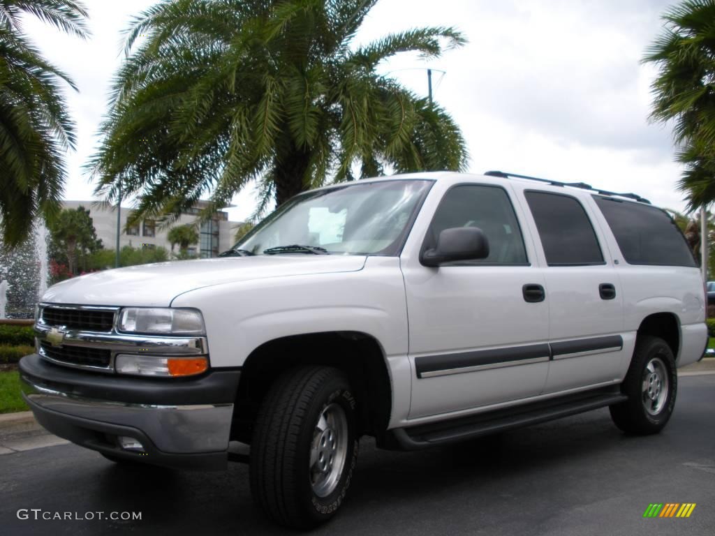 2002 Suburban 1500 LS - Summit White / Tan photo #2