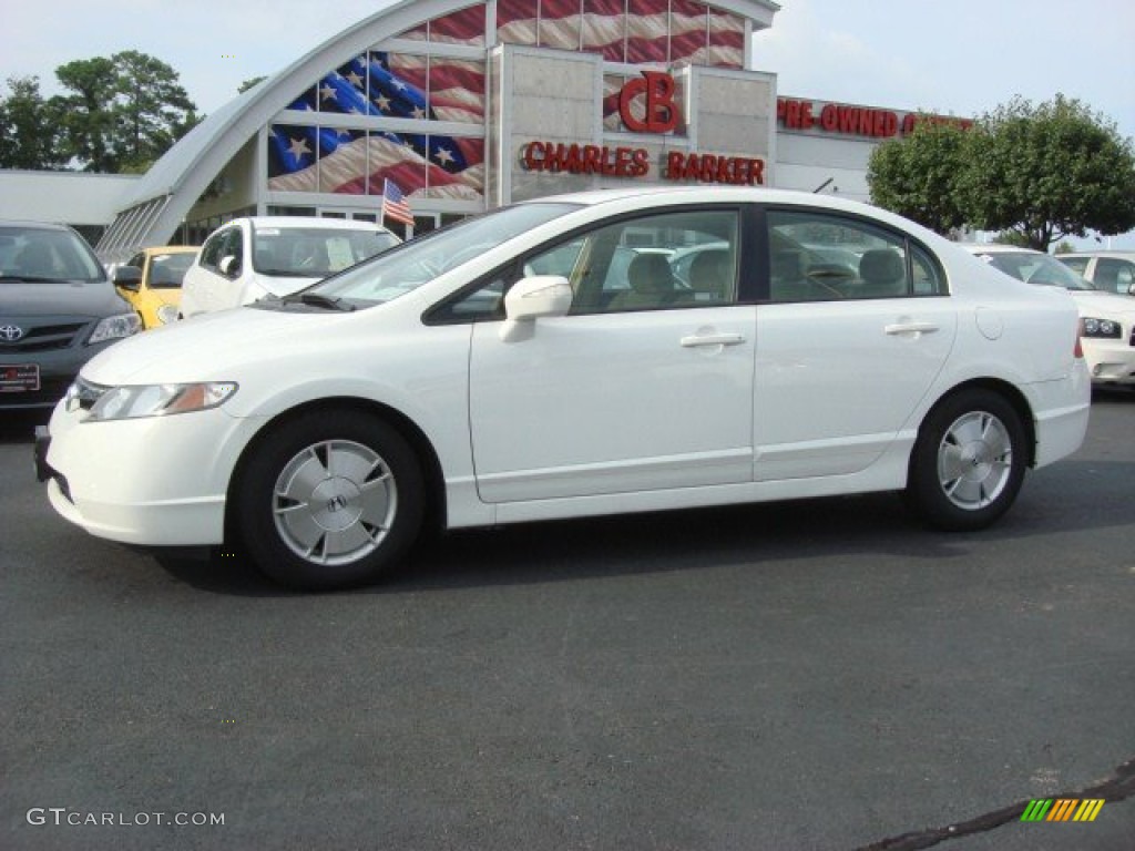 2007 Civic Hybrid Sedan - Taffeta White / Ivory photo #6