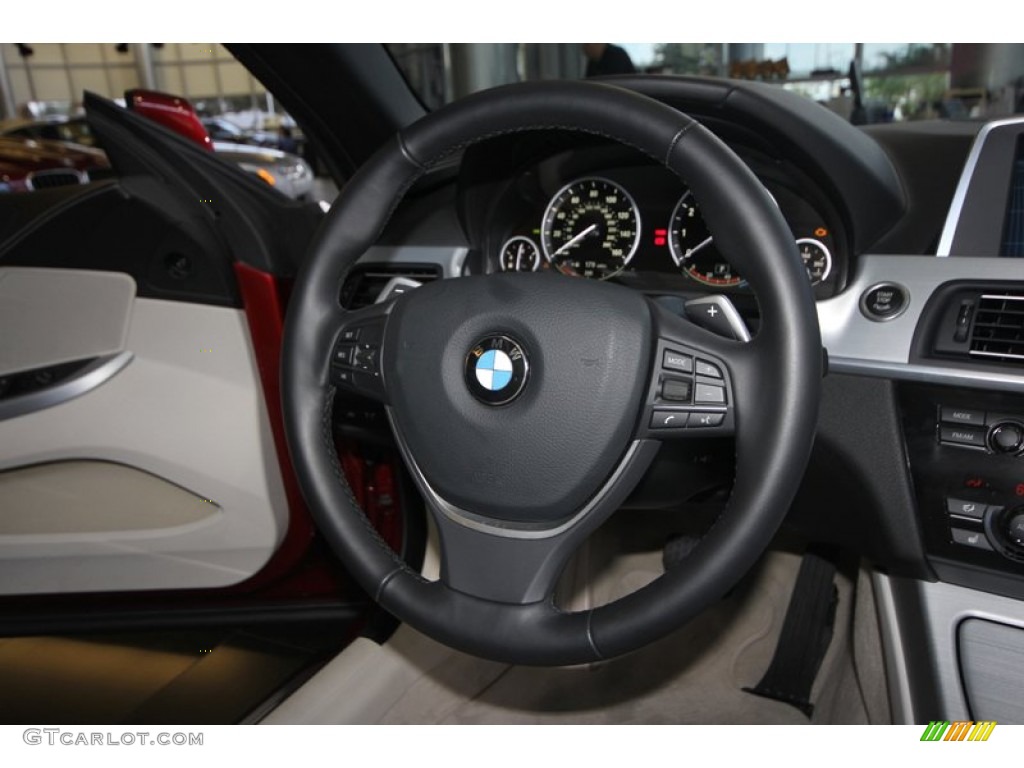 2012 BMW 6 Series 650i Convertible Ivory White Nappa Leather Steering Wheel Photo #69181183