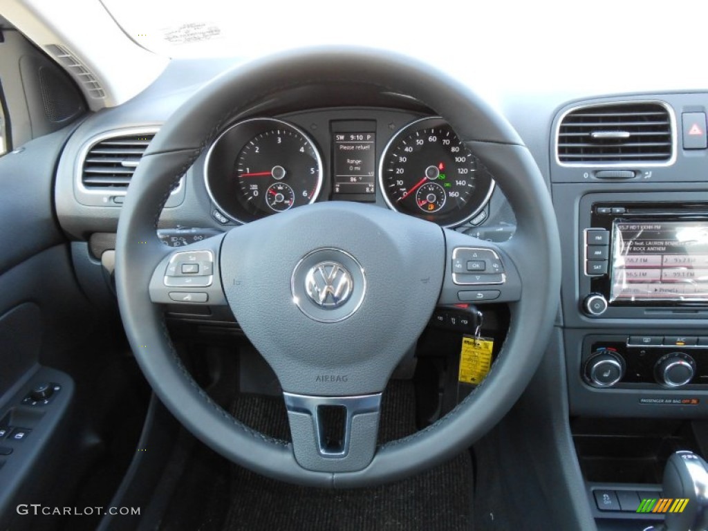 2013 Volkswagen Jetta TDI SportWagen Titan Black Steering Wheel Photo #69185206