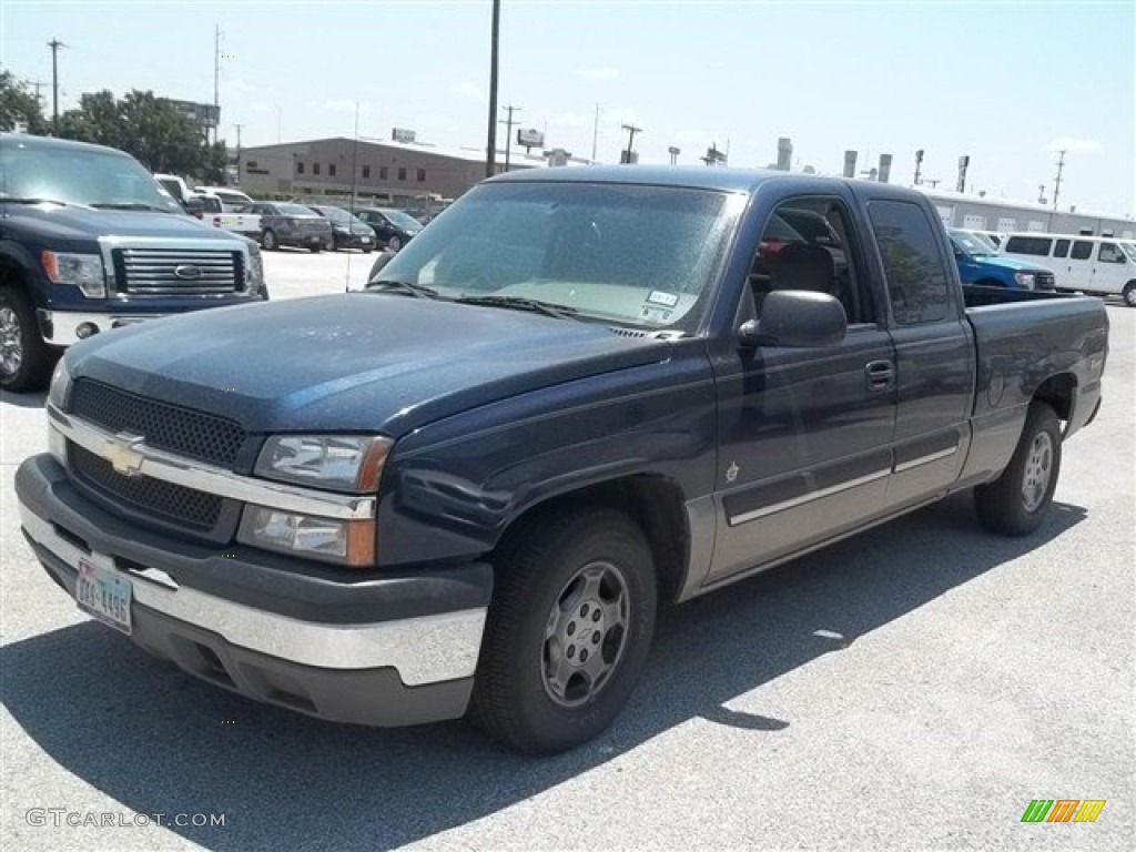 2003 Silverado 1500 LS Extended Cab - Dark Blue Metallic / Tan photo #7
