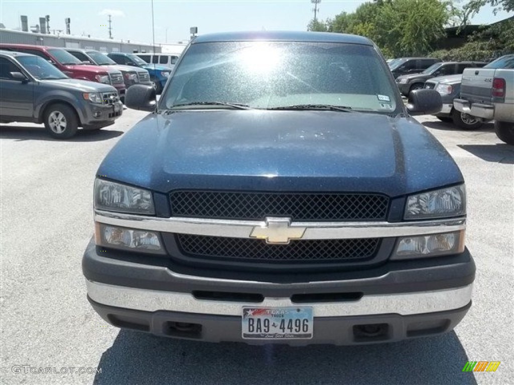 2003 Silverado 1500 LS Extended Cab - Dark Blue Metallic / Tan photo #8