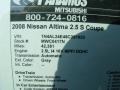 2008 Precision Gray Metallic Nissan Altima 2.5 S Coupe  photo #31