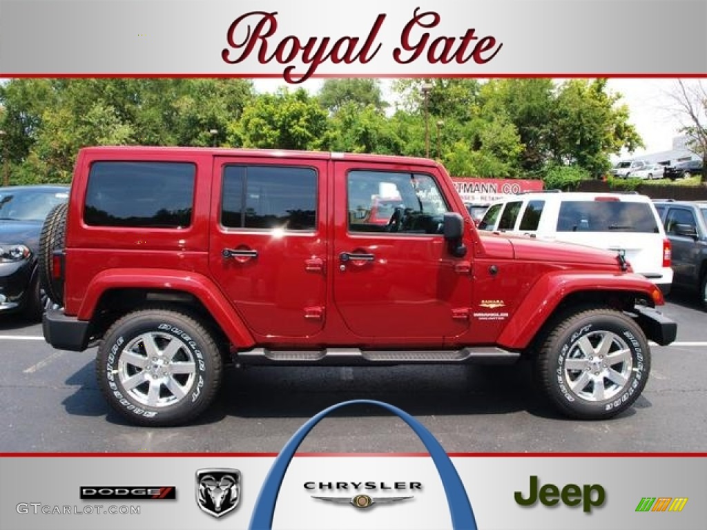 2013 Wrangler Unlimited Sahara 4x4 - Deep Cherry Red Crystal Pearl / Black photo #1