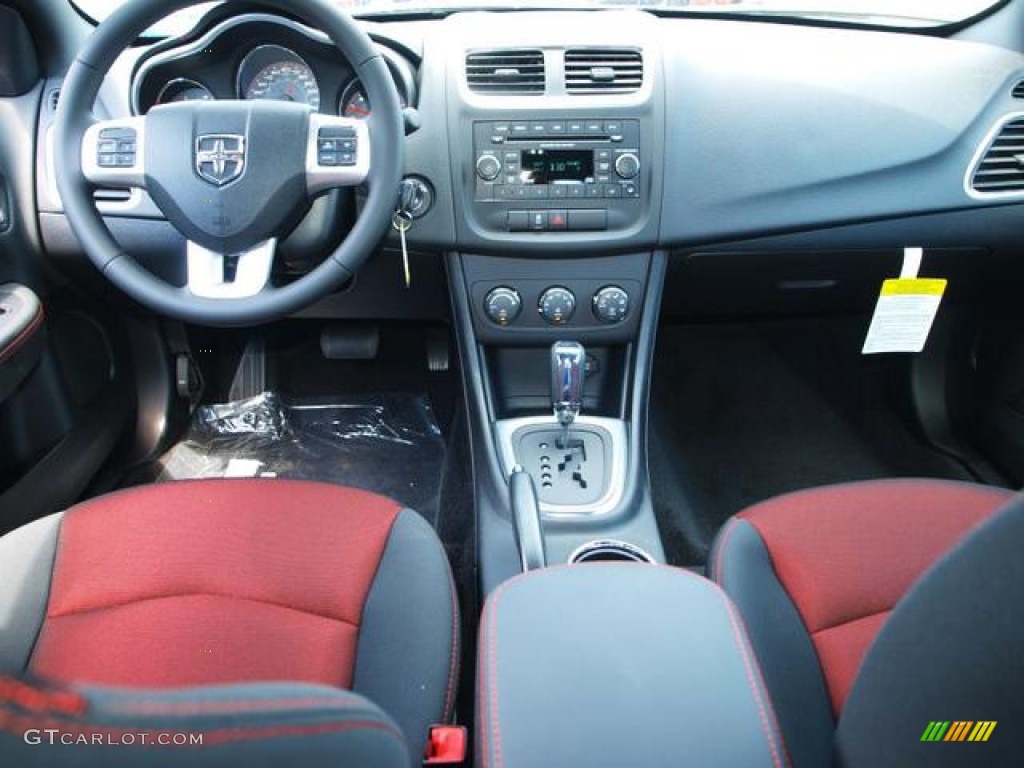 2013 Dodge Avenger SXT V6 Black/Red Dashboard Photo #69193078
