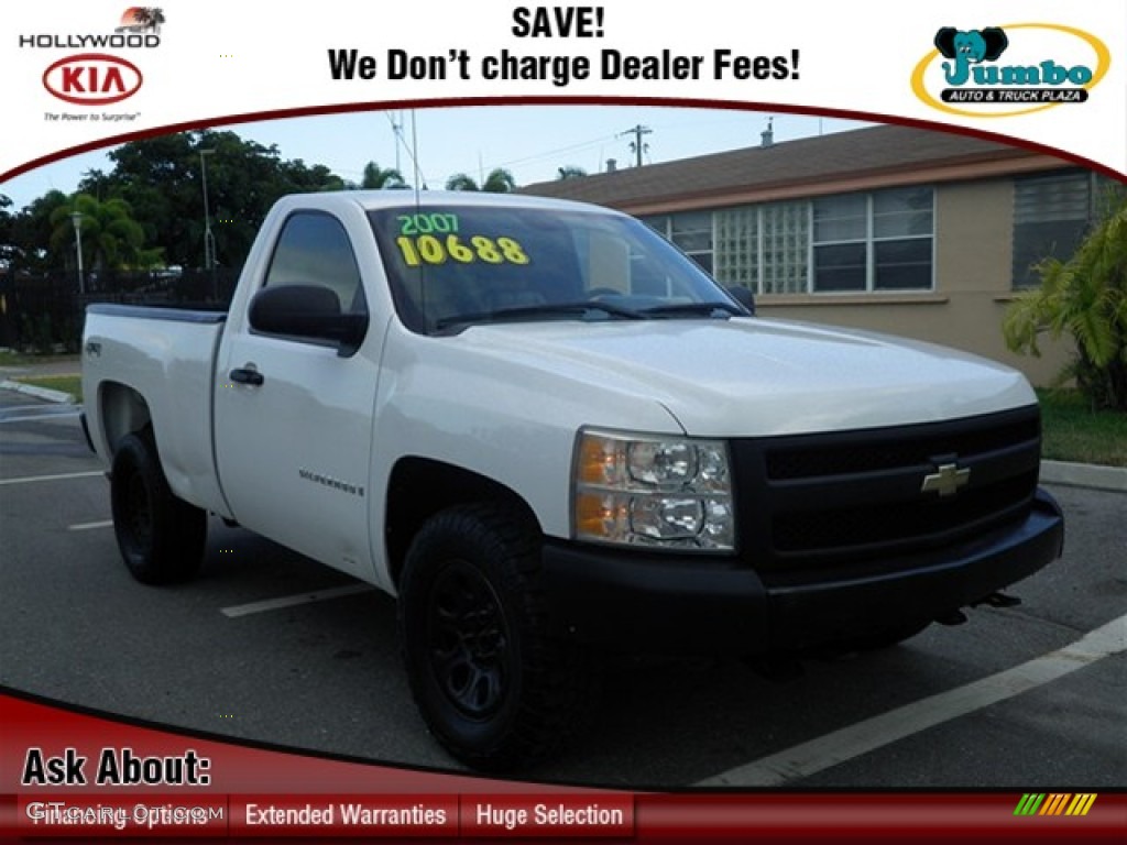 2007 Silverado 1500 LT Regular Cab 4x4 - Summit White / Dark Titanium Gray photo #1