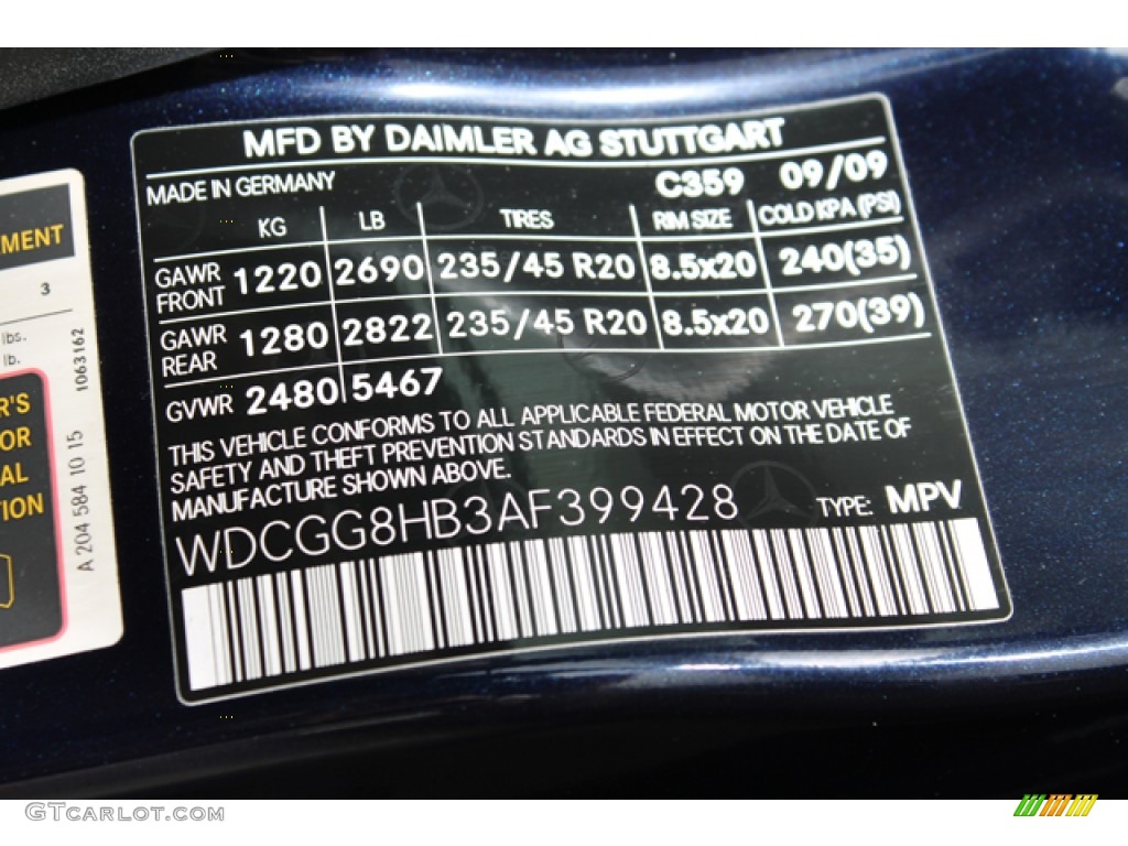 2010 GLK Color Code 359 for Capri Blue Metallic Photo #69203038