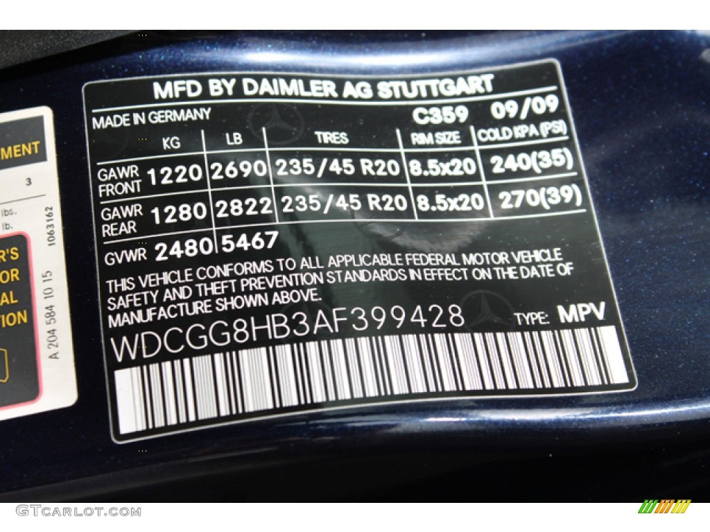 2010 GLK Color Code 359 for Capri Blue Metallic Photo #69203038