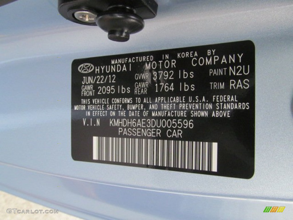 2013 Elantra Coupe SE - Blue Sky Metallic / Gray photo #10
