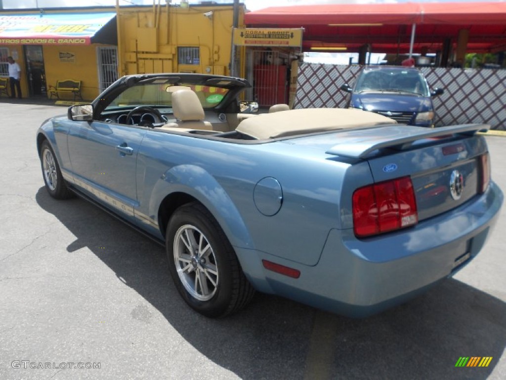 2005 Mustang V6 Premium Convertible - Windveil Blue Metallic / Medium Parchment photo #6