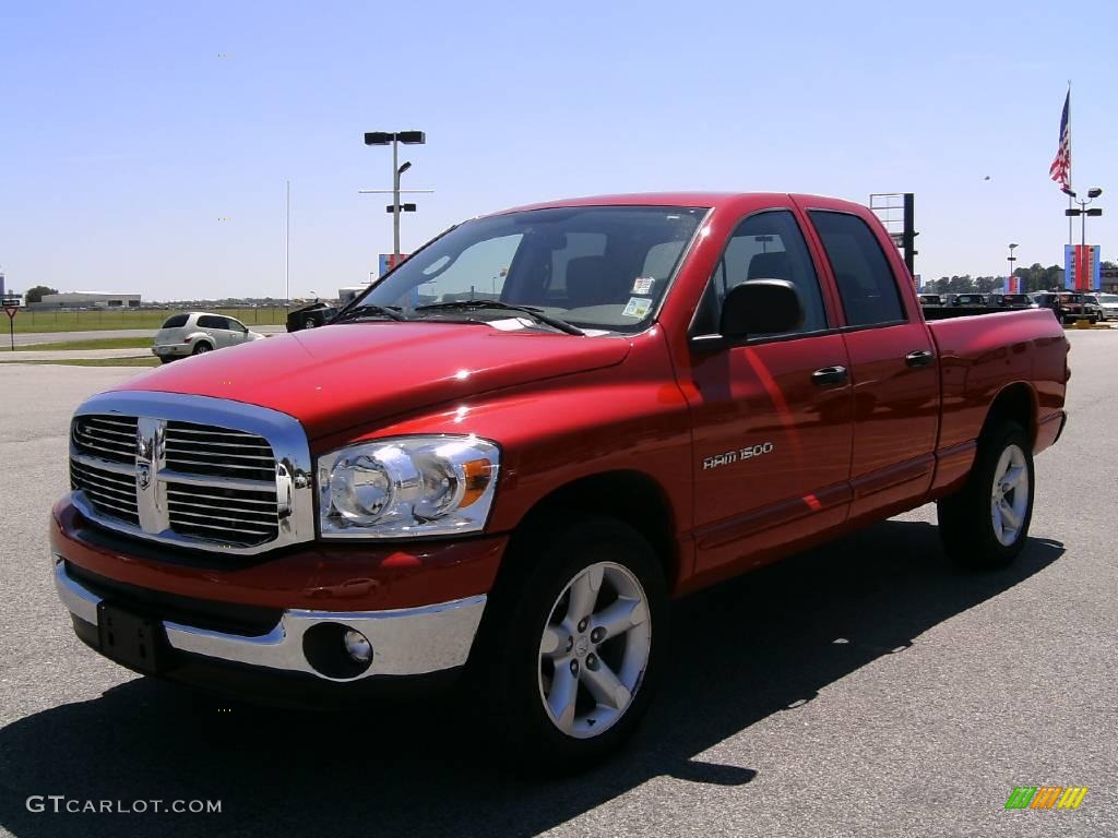 2007 Ram 1500 SLT Quad Cab - Flame Red / Khaki Beige photo #7