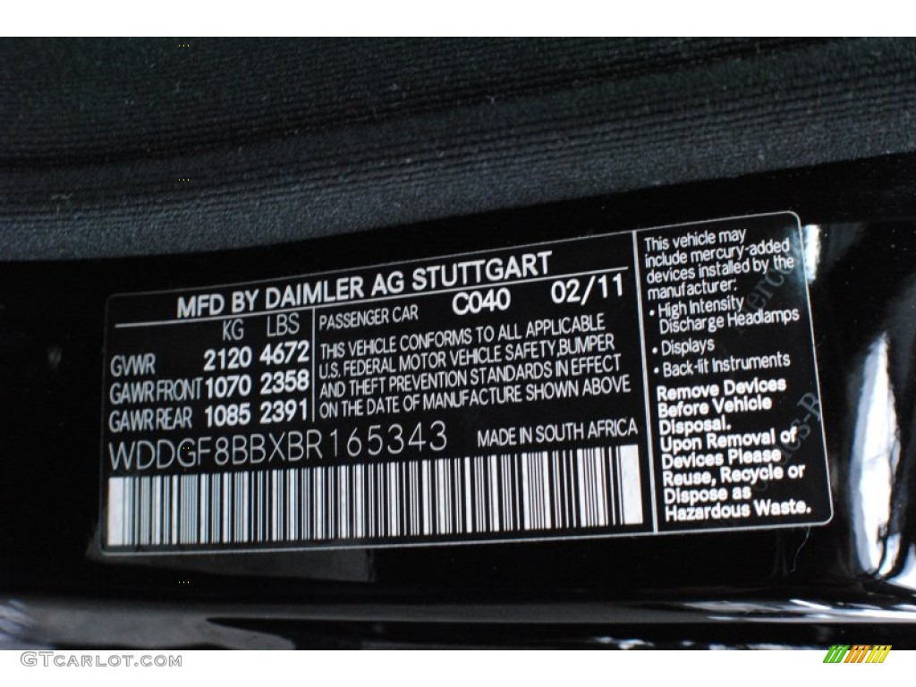 2011 C Color Code 040 for Black Photo #69217380