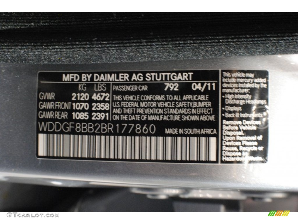 2011 C Color Code 792 for Palladium Silver Metallic Photo #69217539