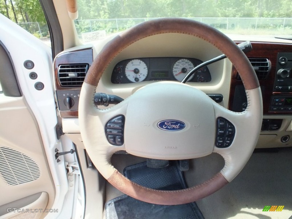 2005 Ford F350 Super Duty King Ranch Crew Cab Dually Castano Leather Steering Wheel Photo #69218214