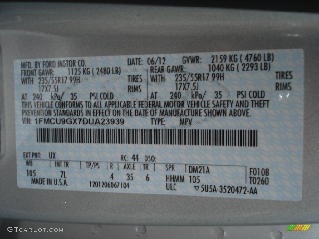 2013 Ford Escape SE 1.6L EcoBoost 4WD Parts Photos