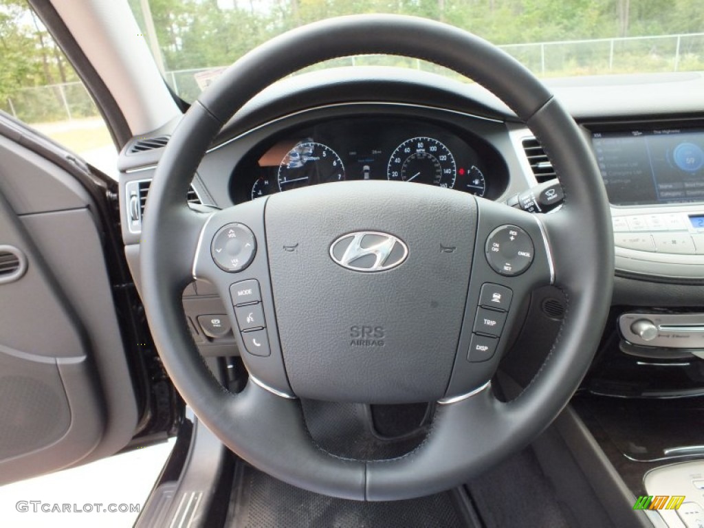 2012 Hyundai Genesis 5.0 R Spec Sedan Jet Black Steering Wheel Photo #69218865