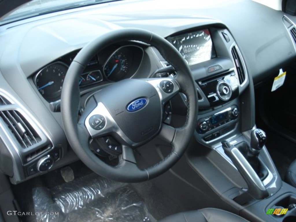 2012 Ford Focus Titanium 5-Door Charcoal Black Leather Dashboard Photo #69218886