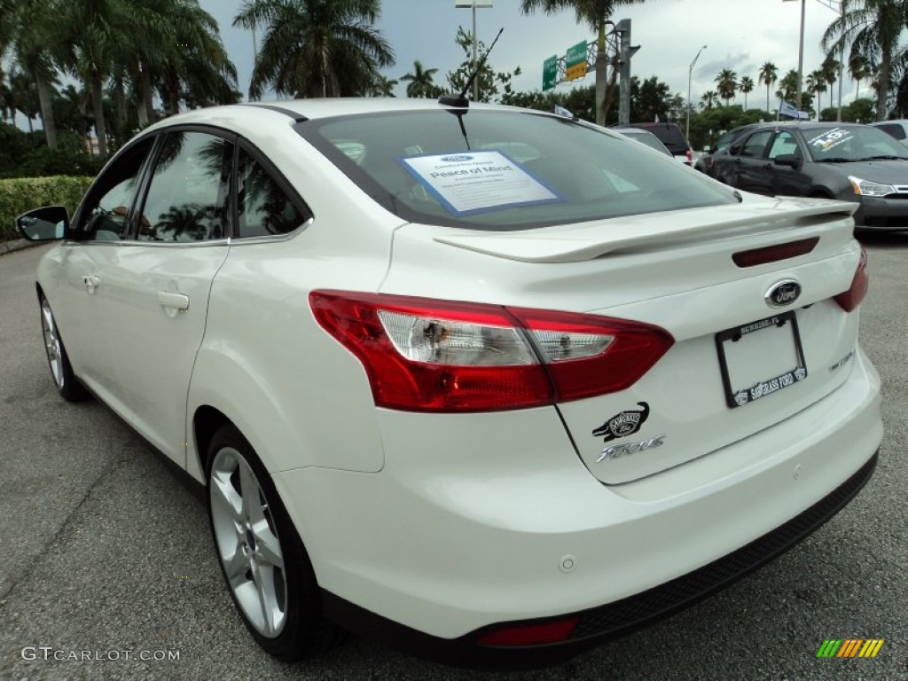 2012 Focus Titanium Sedan - White Platinum Tricoat Metallic / Charcoal Black Leather photo #9