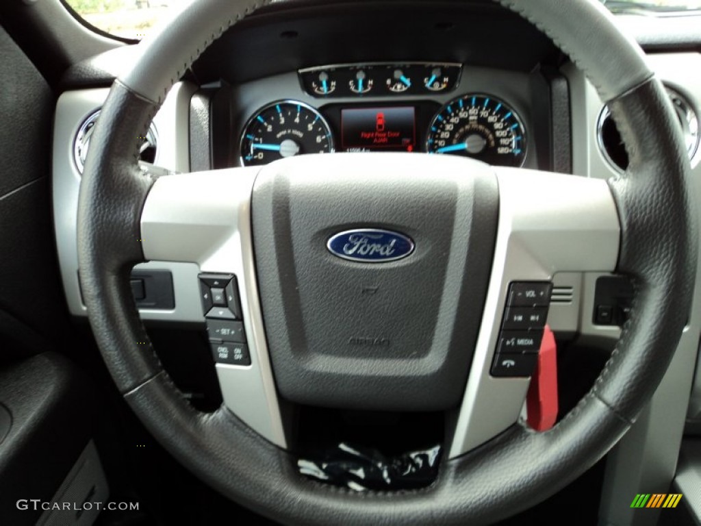 2011 Ford F150 Limited SuperCrew 4x4 Steel Gray/Black Steering Wheel Photo #69221973