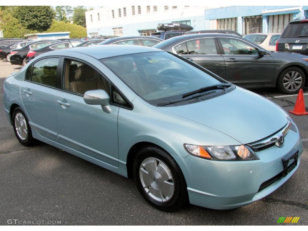 2007 Civic Hybrid Sedan - Opal Silver Blue Metallic / Ivory photo #3