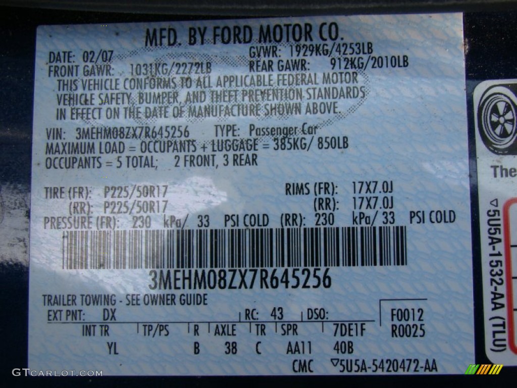 2007 Milan I4 Premier - Dark Blue Pearl Metallic / Medium Light Stone/Dark Charcoal photo #25