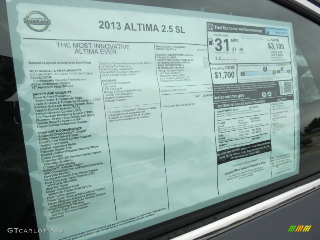 2013 Nissan Altima 2.5 SL Window Sticker Photo #69247563