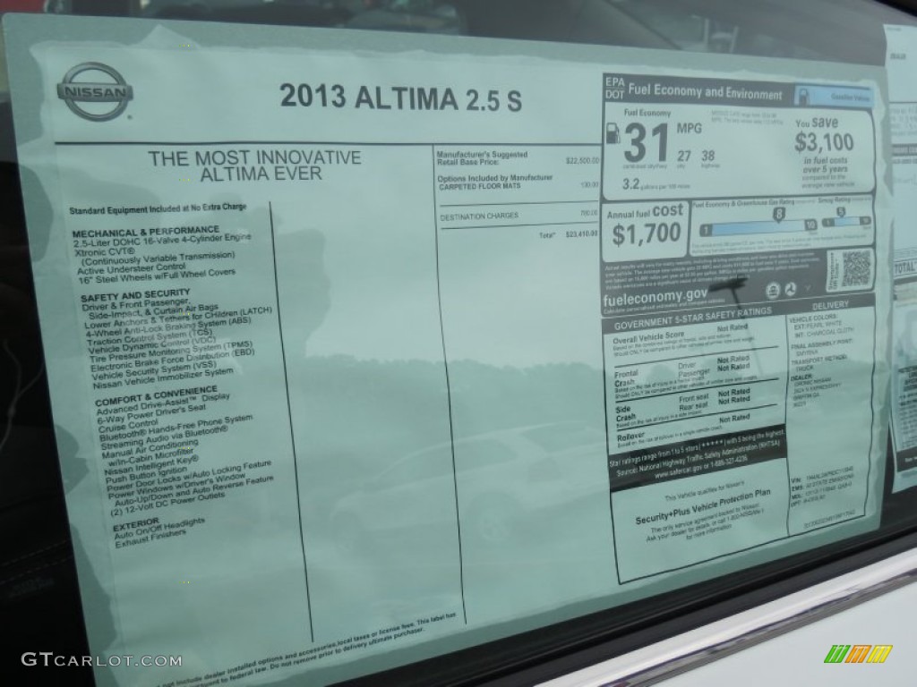 2013 Nissan Altima 2.5 S Window Sticker Photo #69249192