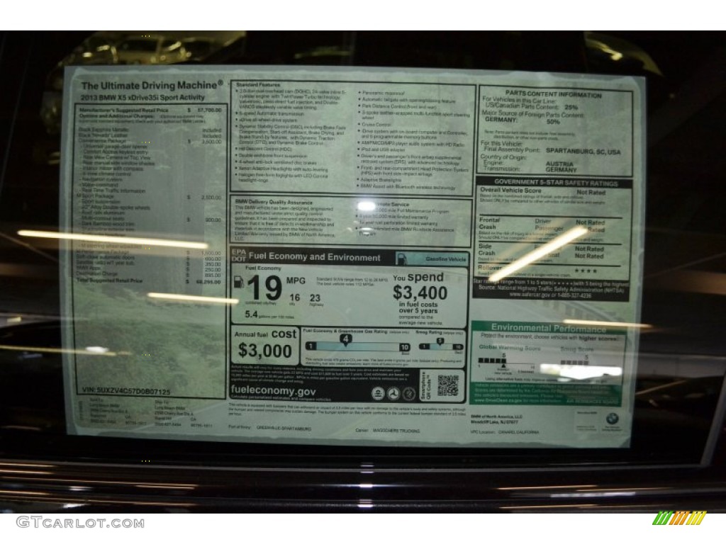 2013 BMW X5 xDrive 35i Sport Activity Window Sticker Photo #69251004