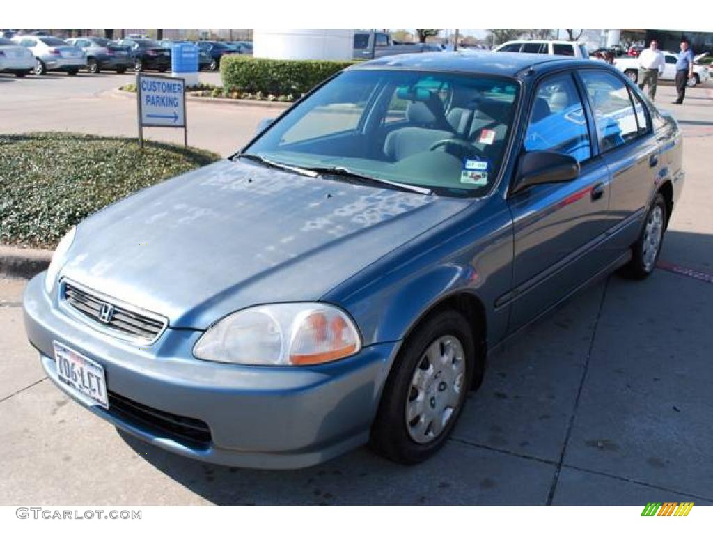1998 Civic DX Sedan - Cyclone Blue Metallic / Gray photo #3