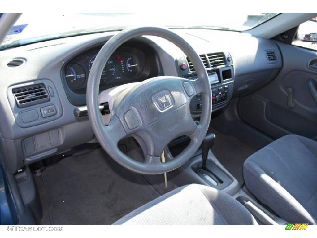 1998 Civic DX Sedan - Cyclone Blue Metallic / Gray photo #16