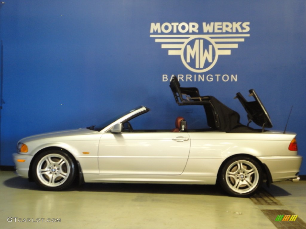 2001 3 Series 330i Convertible - Titanium Silver Metallic / Tanin Red photo #6