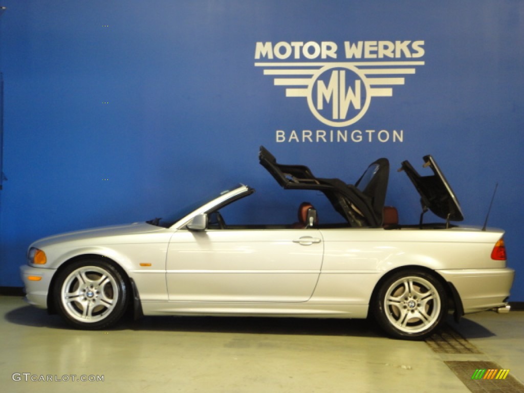 2001 3 Series 330i Convertible - Titanium Silver Metallic / Tanin Red photo #7