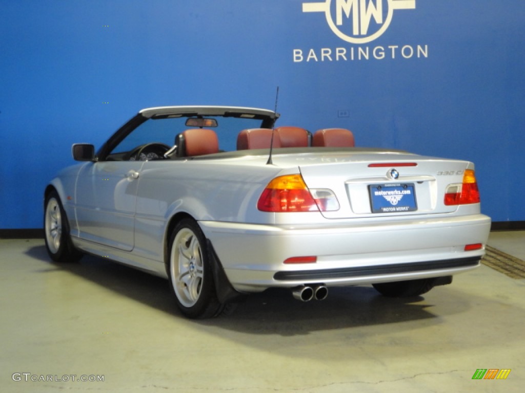 2001 3 Series 330i Convertible - Titanium Silver Metallic / Tanin Red photo #9