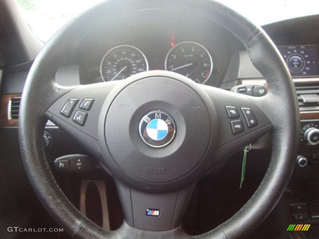 2010 BMW 5 Series 550i Sedan Black Steering Wheel Photo #69258993