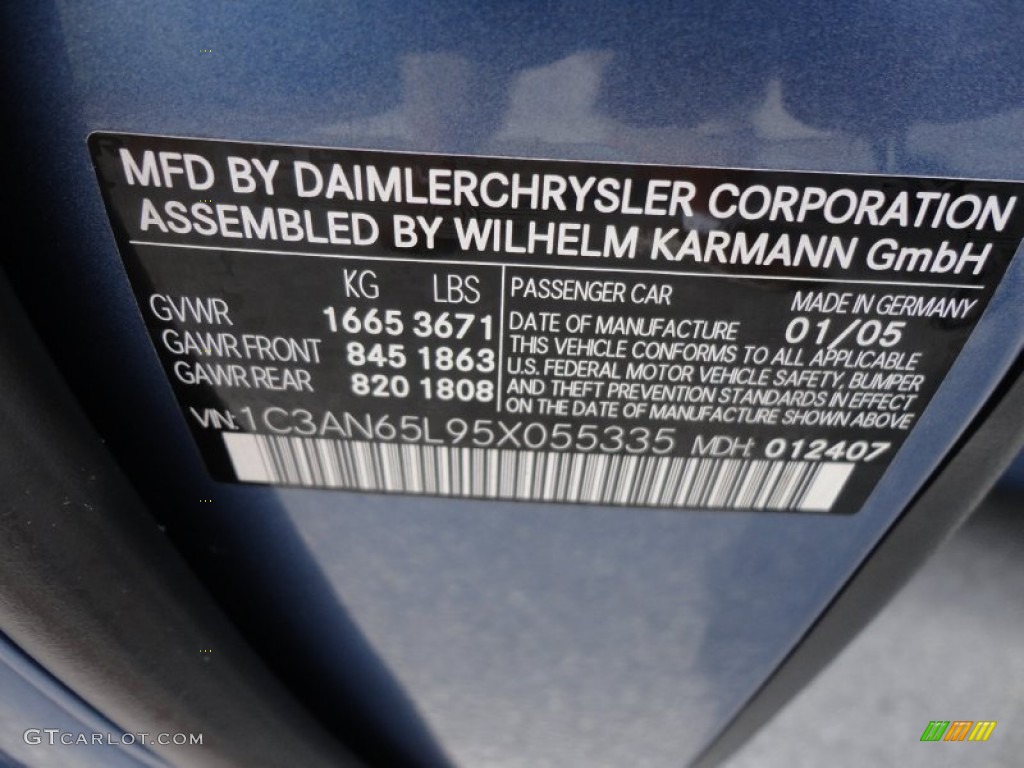2005 Chrysler Crossfire Limited Roadster Info Tag Photo #69262278