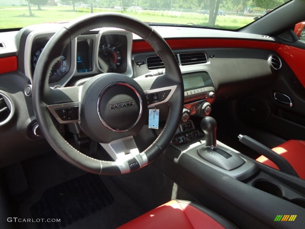 2010 Chevrolet Camaro SS/RS Coupe Black/Inferno Orange Dashboard Photo #69263454