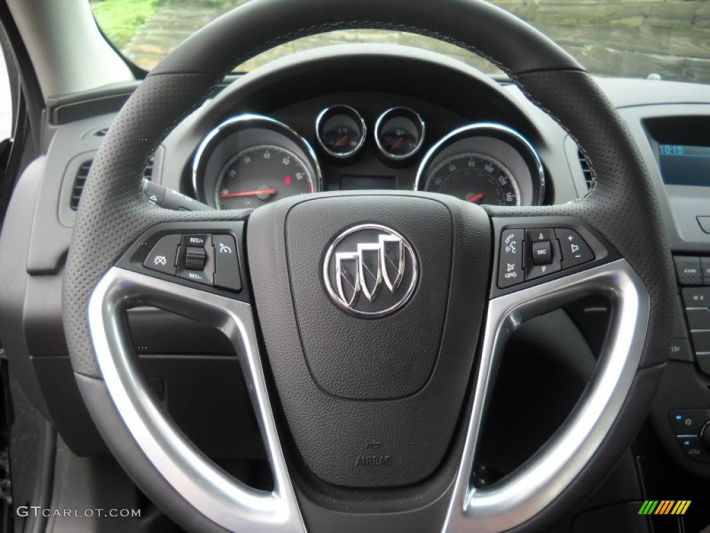 2012 Buick Regal GS Ebony Steering Wheel Photo #69263767