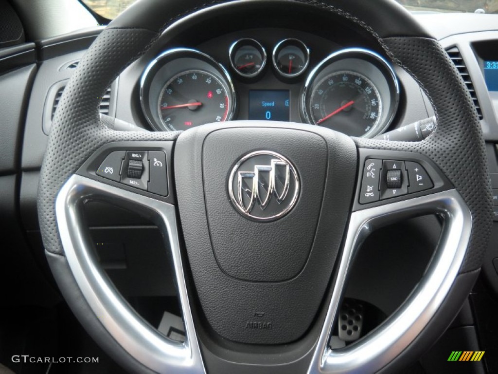 2012 Buick Regal GS Ebony Steering Wheel Photo #69263940