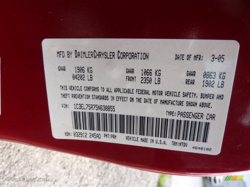 2005 Sebring GTC Convertible - Deep Red Pearl / Dark Slate Gray photo #21