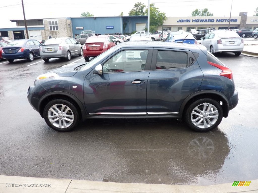 2012 Juke SL AWD - Graphite Blue / Black/Red Leather/Silver Trim photo #4