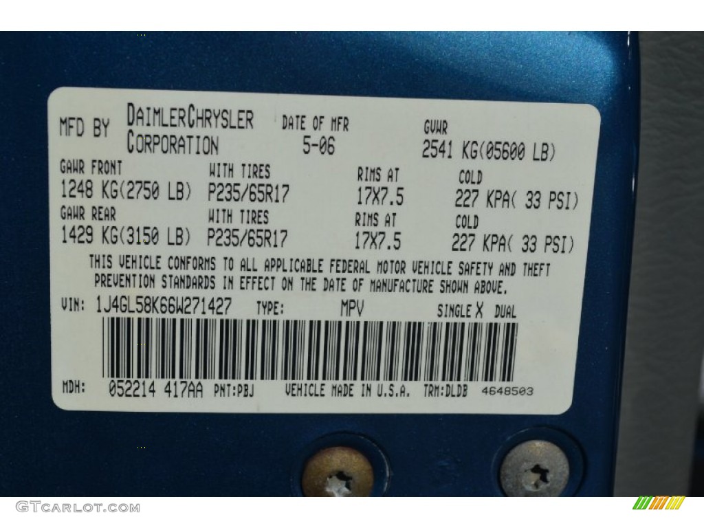 2006 Liberty Color Code PBJ for Atlantic Blue Pearl Photo #69273999
