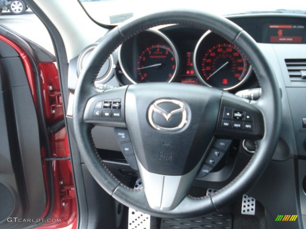 2010 Mazda MAZDA3 MAZDASPEED3 Sport 5 Door Black/Red Steering Wheel Photo #69275580