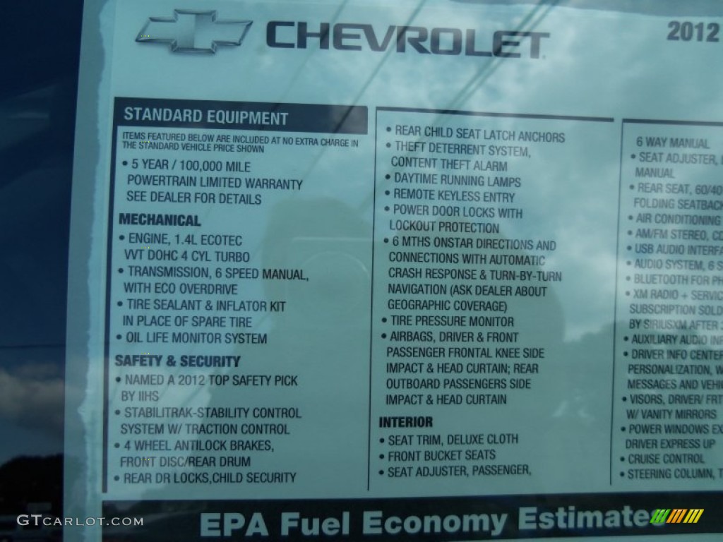2012 Chevrolet Cruze Eco Window Sticker Photo #69279870