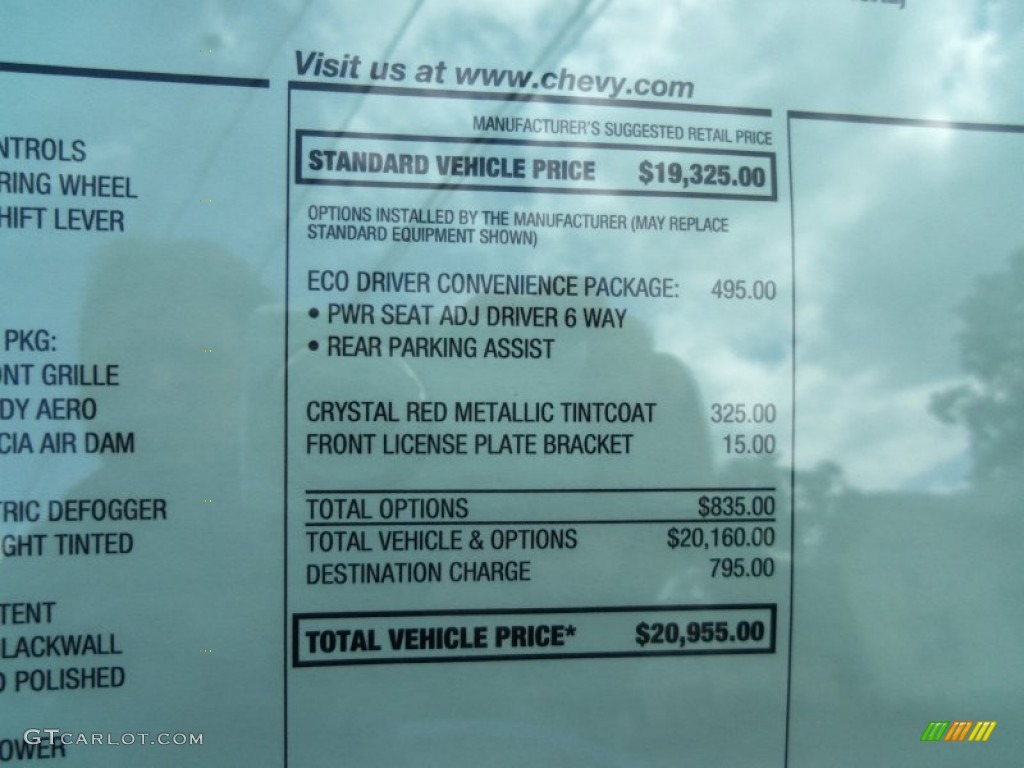 2012 Chevrolet Cruze Eco Window Sticker Photo #69279891